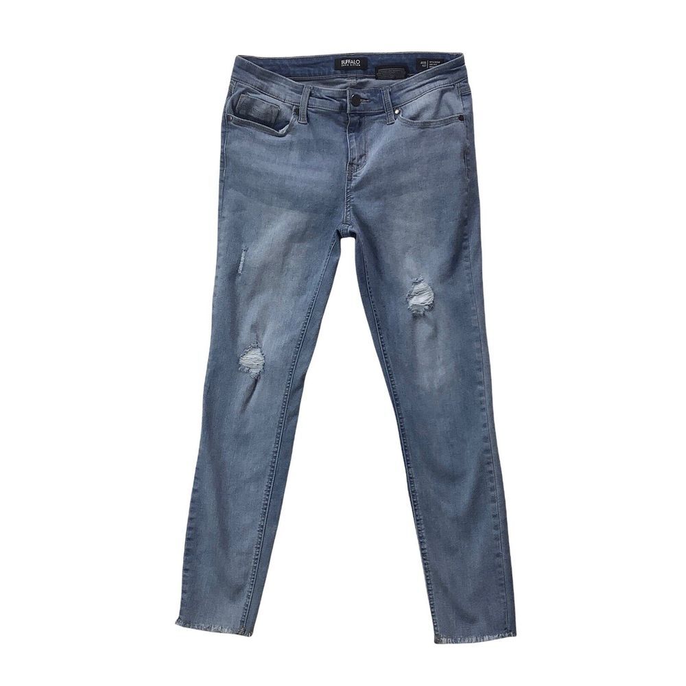 Buffalo David Bitton Jess‎ Sz 4 27 Rip & Repair Mid Rise Skinny Blue Jeans denim
